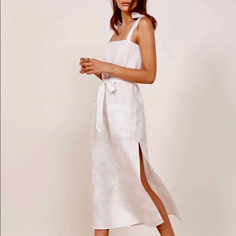 SOLD Reformation Linen Dress XL XXL White Midi Sundress Elliot EUC - Picture 10 of 10